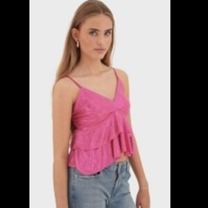Meet Me There Shimmering Pink Camisole Top, Size S/M, Made in Italy, NWT
